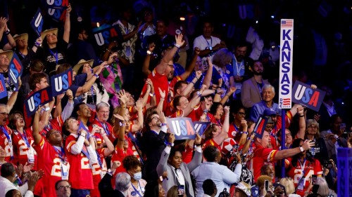 Kansas Delegate Show Support for Kansas City Chiefs at DNC